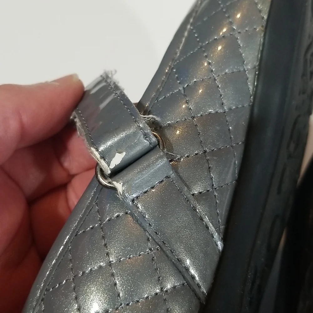GEOX RESPIRA Plie Mary Jane Gray Silver Quilted Flat